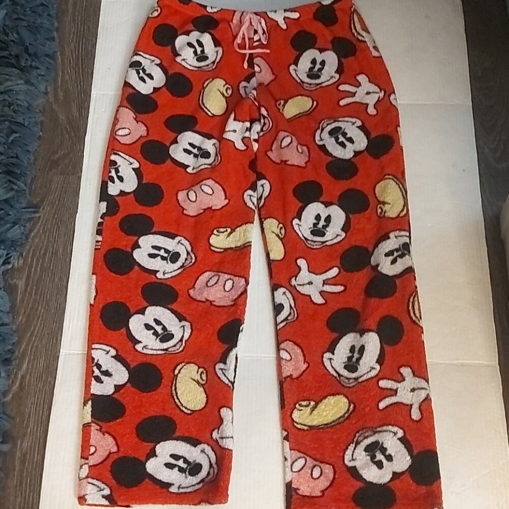 Mickey Mouse Pajamas Red/Black L Cozy Kidcore Casual Comfy Disneyana Sleepwear